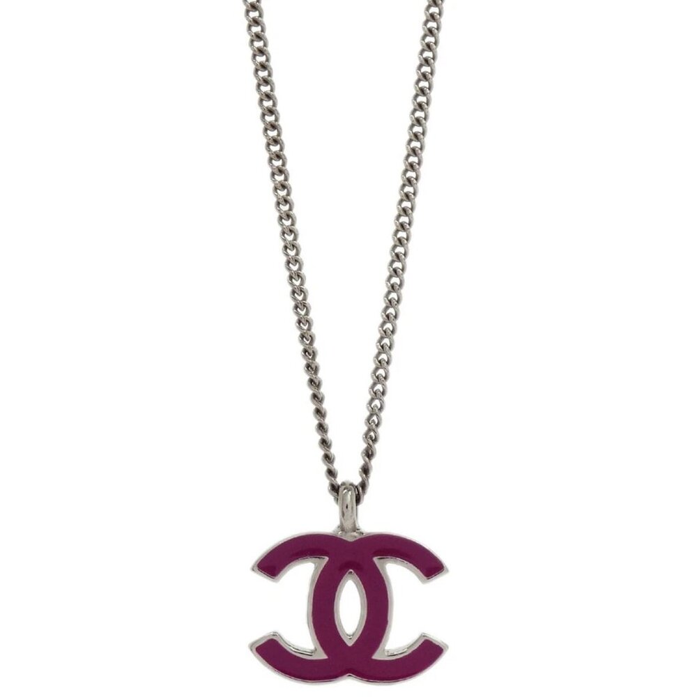 Chanel CC Chain Necklace Silver Pink 02C 154382 - Picture 8 of 8